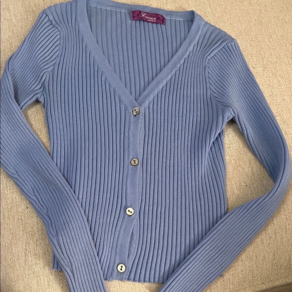 Light Blue Ribbed Sweater - Picture 2 of 4
